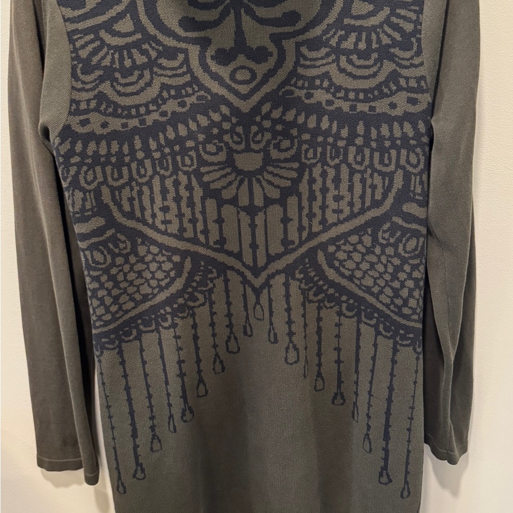 Prana Charcoal Hooded Cardigan with Black Design